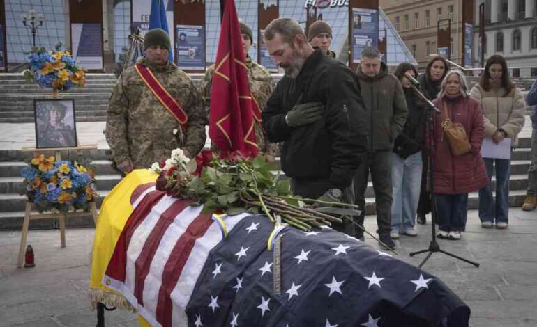 Funeral held for former US marine killed while fighting for Ukraine