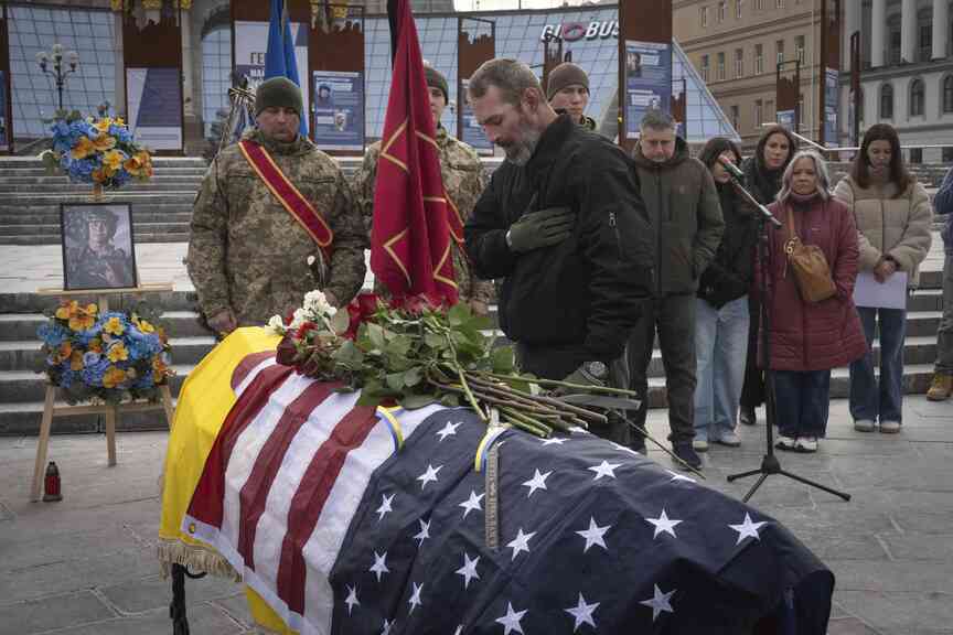 Funeral held for former US marine killed while fighting for Ukraine